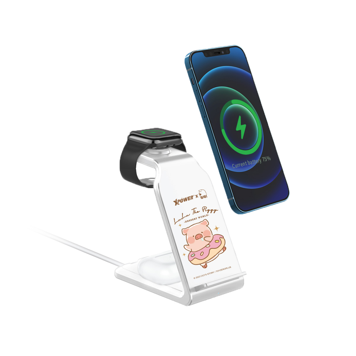 XPower x LuLu the Piggy WLS6 15W Wireless Charging Stand (White), White, large image number 1