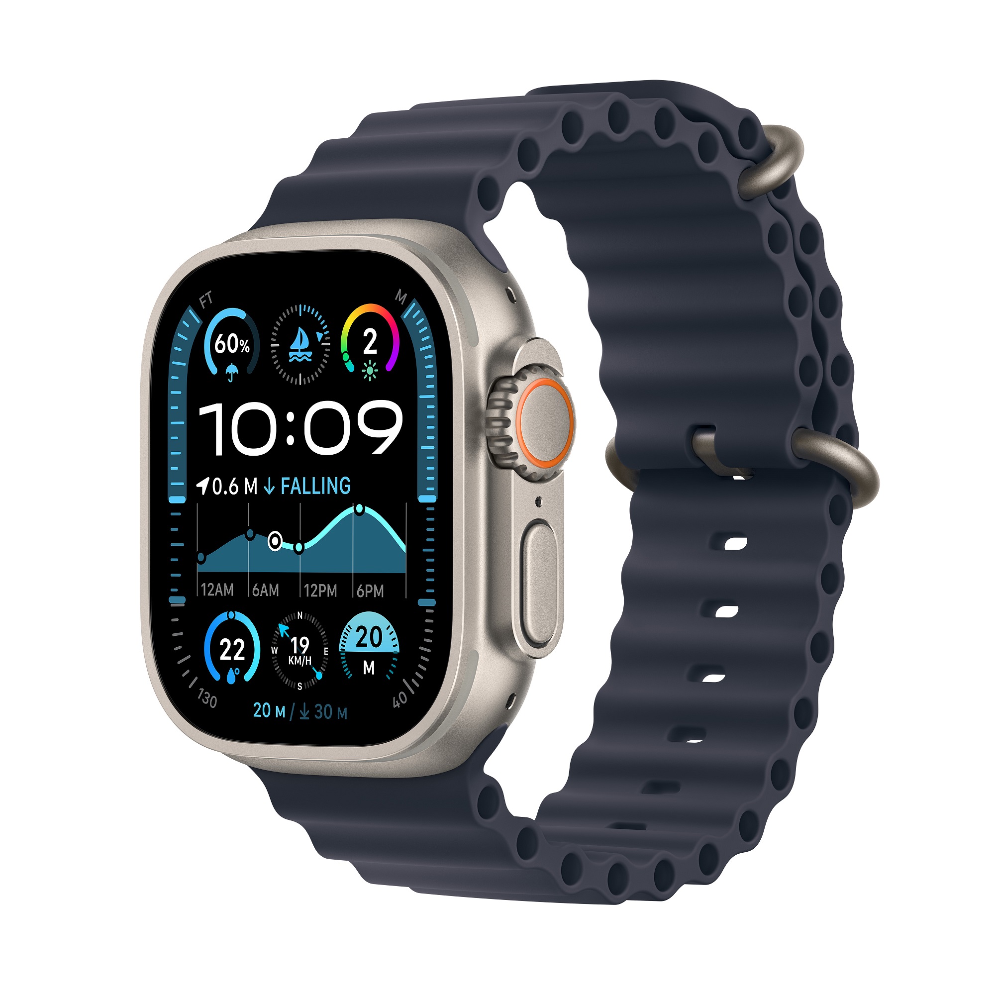 Apple Watch Ultra 2 GPS + 流動網絡, 49mm鈦金屬錶殼配海洋錶帶, , large image number 1