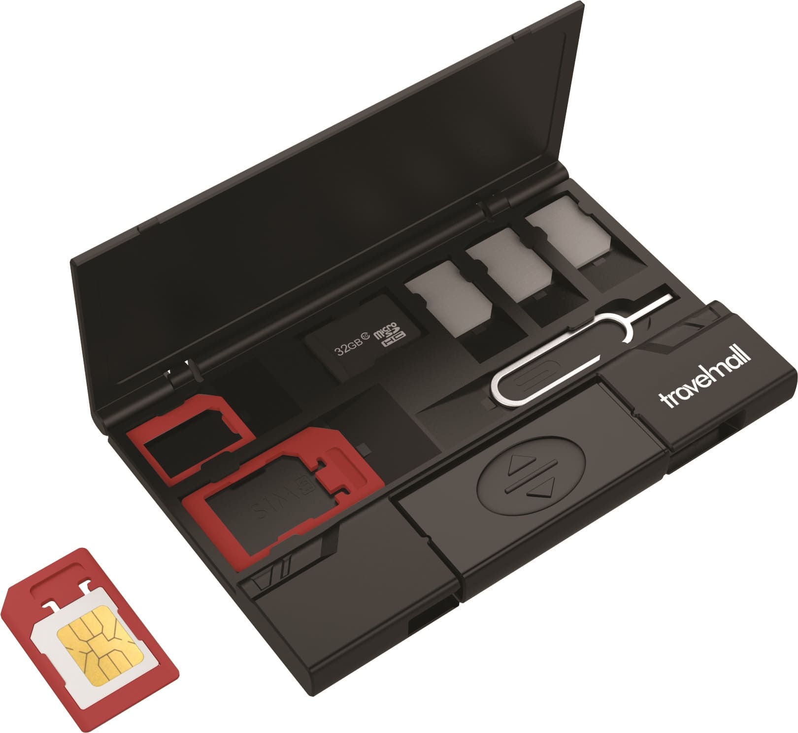 Travelmall Ultra-Slim Multi Storage Sim Card Orangizer with Type C OTG Card Reader (Black), , small image number 0