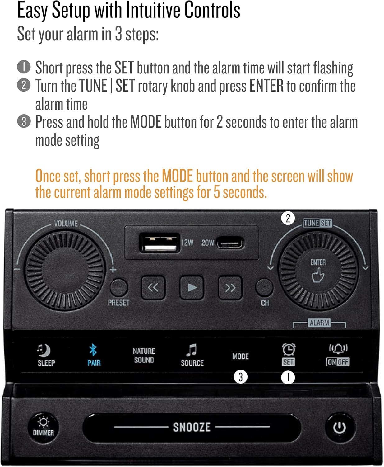 SOUNDFREAQ Sound Rise II Wireless Speaker & Alarm Clock Black, , large image number 5