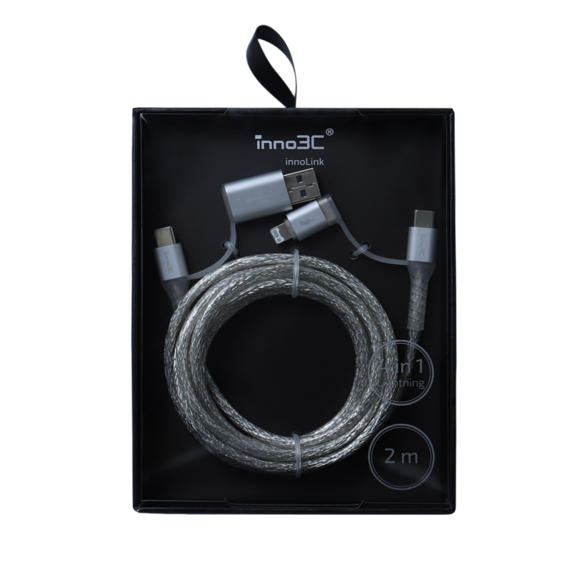 inno3C i-4LA-20 4 in 1 Lightning/Type-C to USB/Type-C Cable (Transparent Silver), , large image number 4
