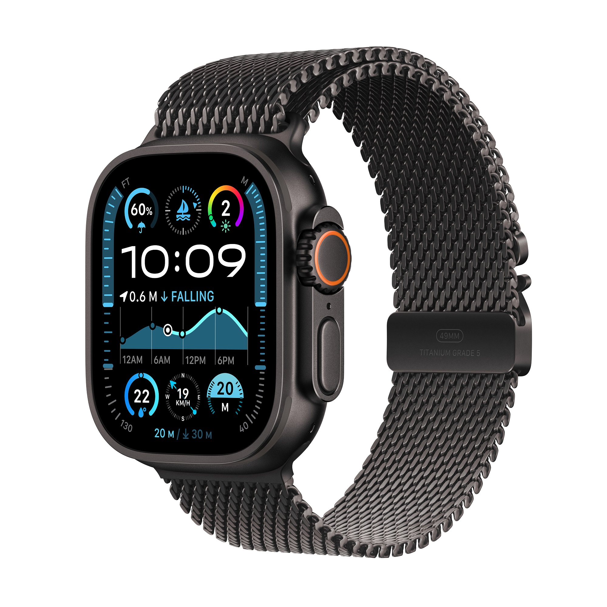 Apple Watch Ultra 2 (GPS + 流動網絡) 49 毫米鈦金屬錶殼及鈦金屬米蘭網織手環