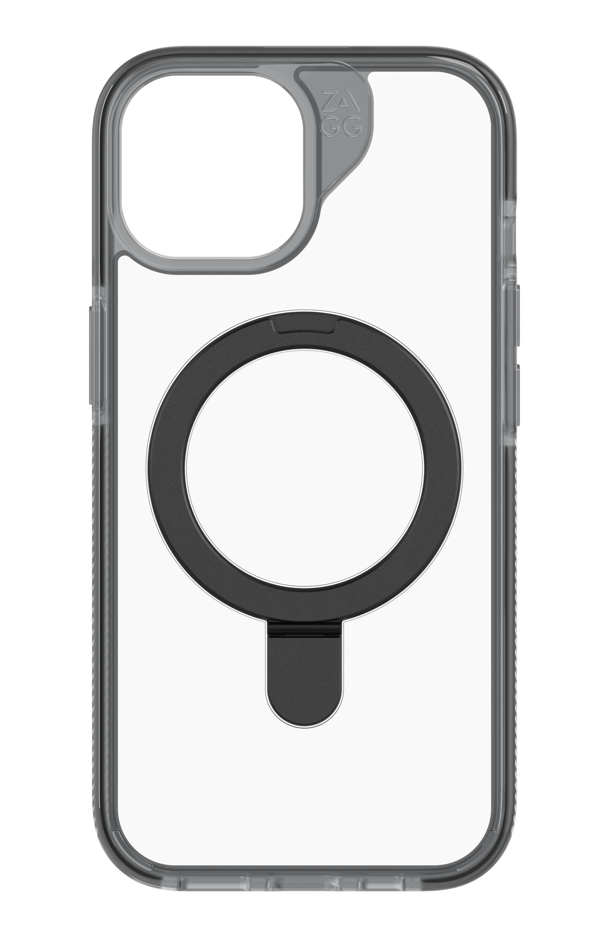 ZAGG Santa Cruz Snap Ring Stand (MagSafe) iPhone 15 透明黑邊