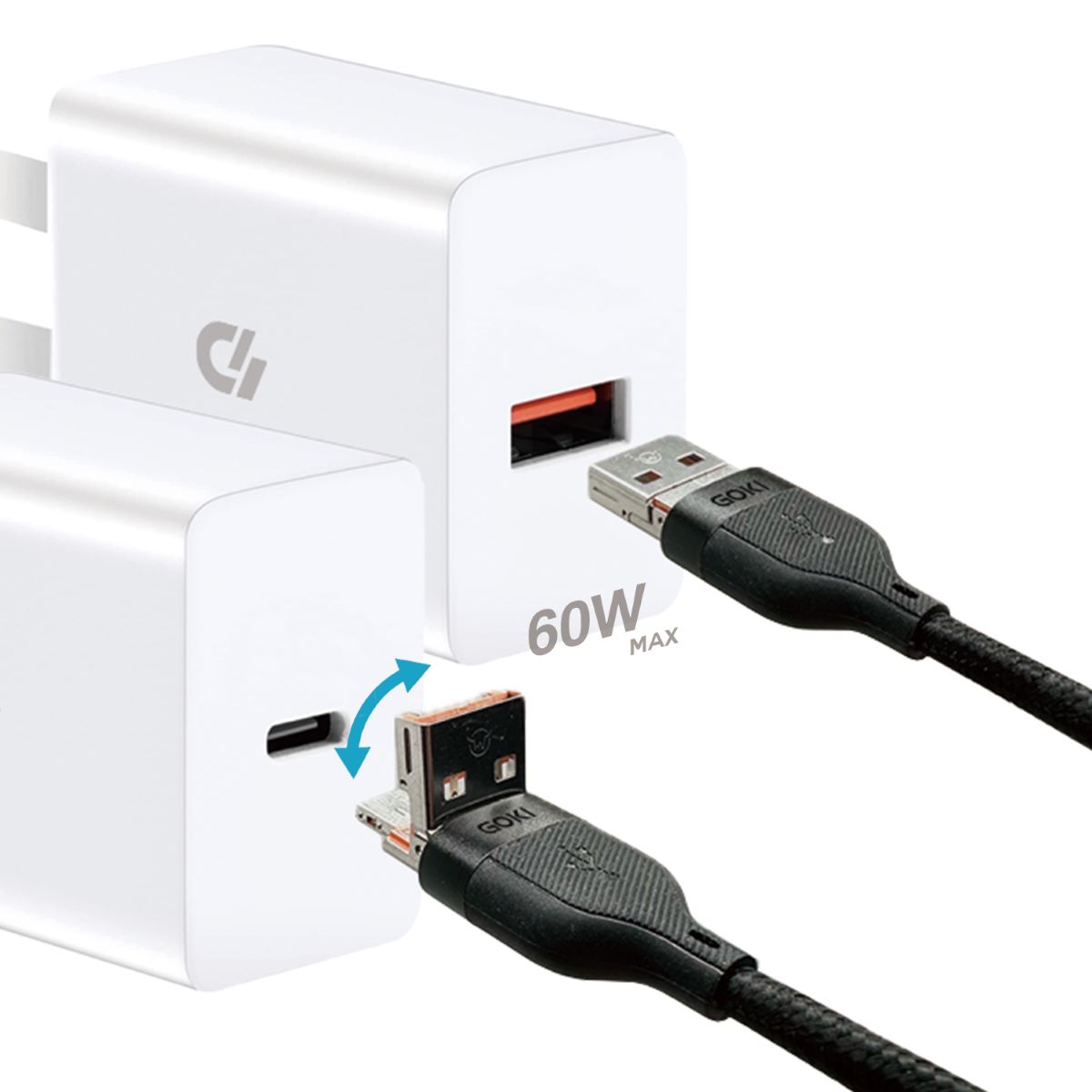 Goki SWITCH 60W Dual charge cable (USB-A to USB-C/ USB-C to USB-C), , large image number 1