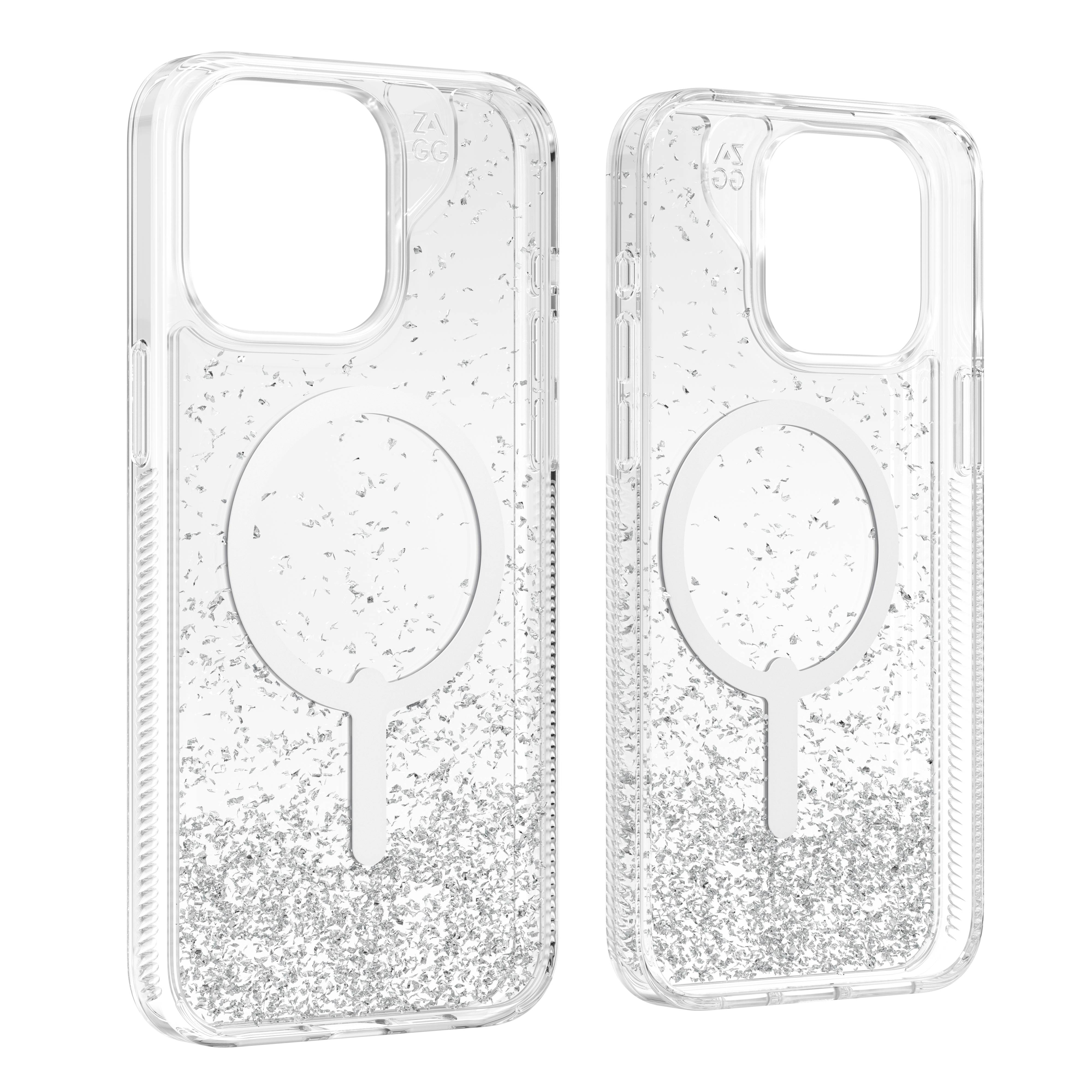 ZAGG Essential Glitter Snap Case (MagSafe) iPhone 15 Pro Max Silver Glitter Clear, , large image number 2