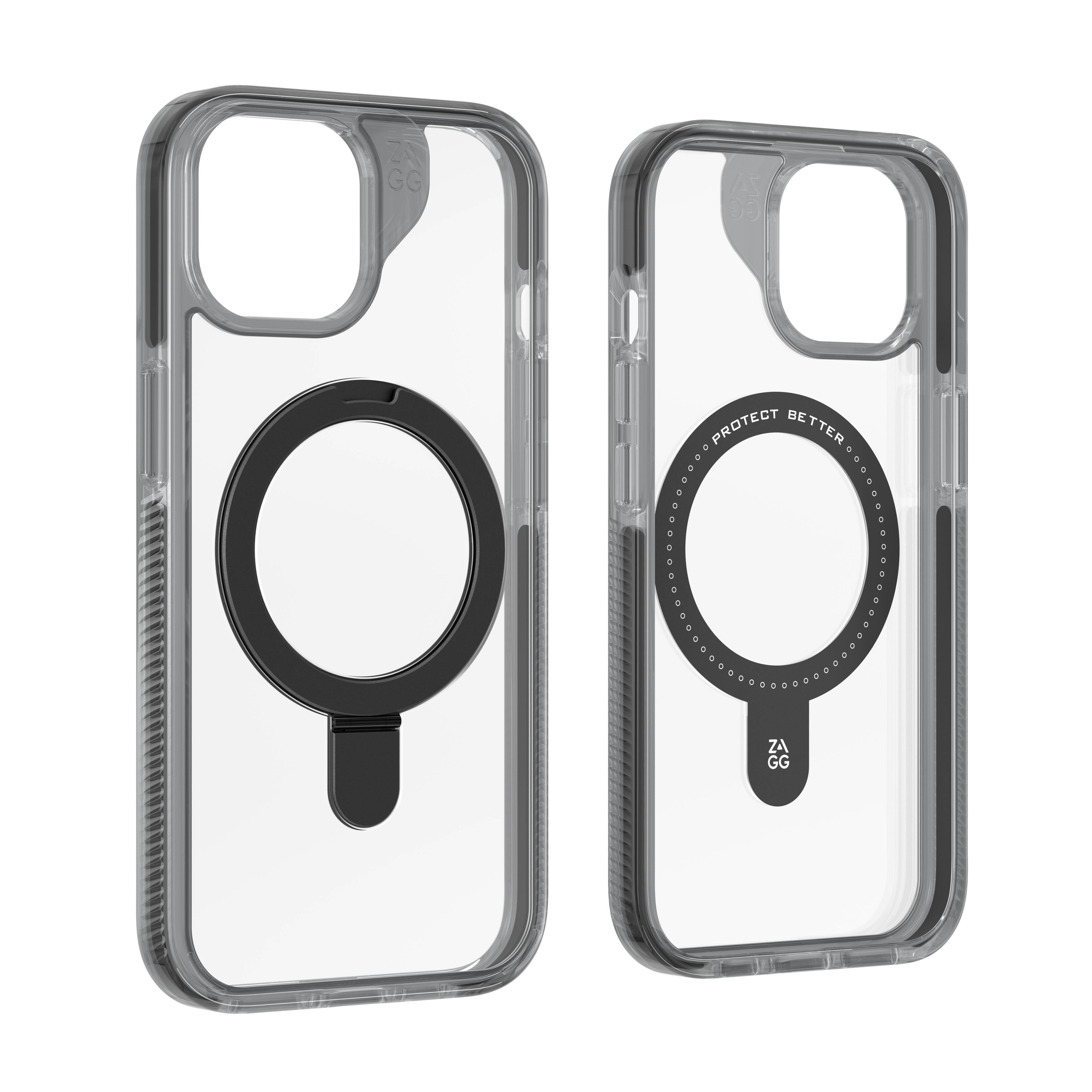 ZAGG Santa Cruz Snap Ring Stand (MagSafe) iPhone 15 Plus 透明黑邊 image number 2