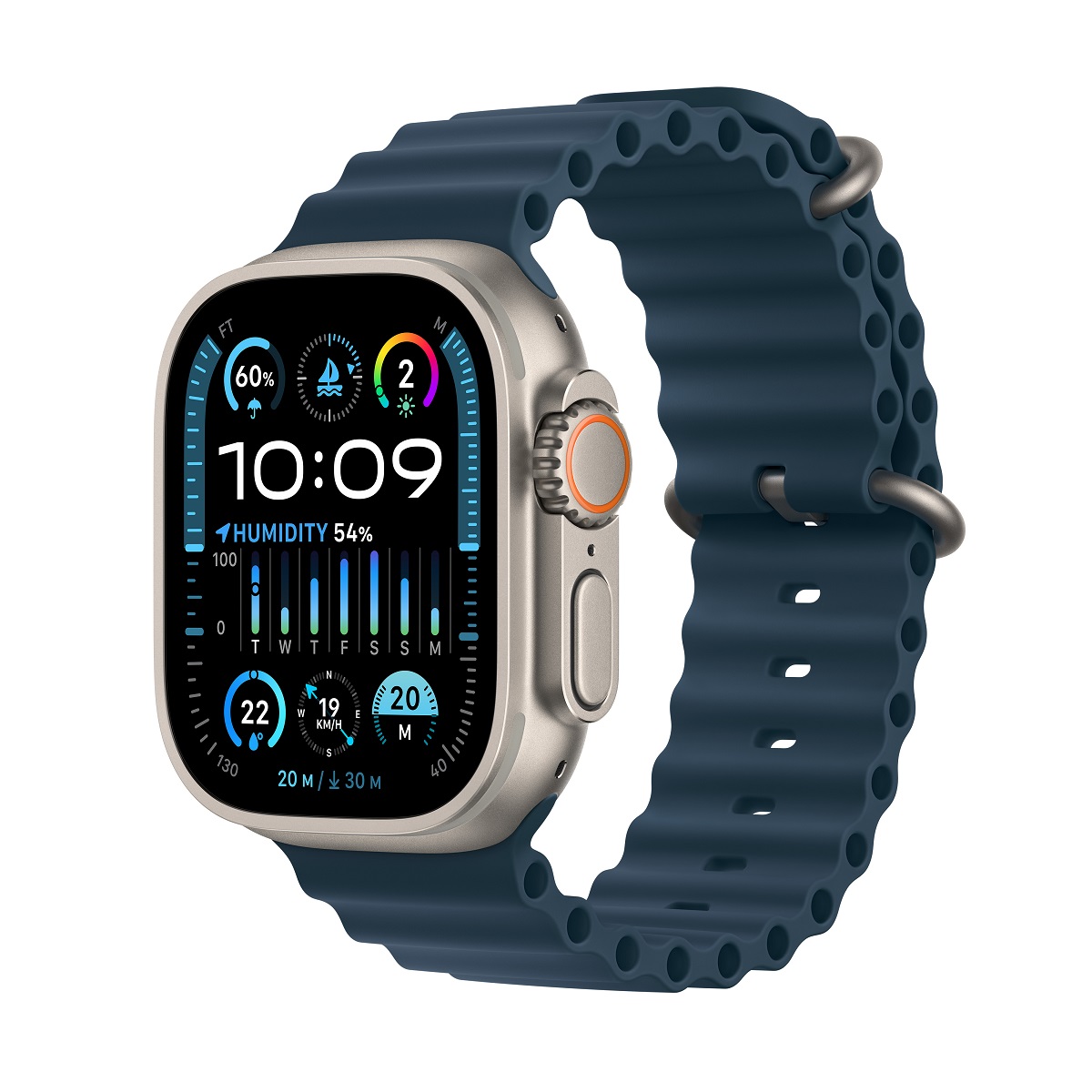 Apple Watch Ultra 2 GPS + 流動網絡, 49mm鈦金屬錶殼配海洋錶帶, , large image number 1