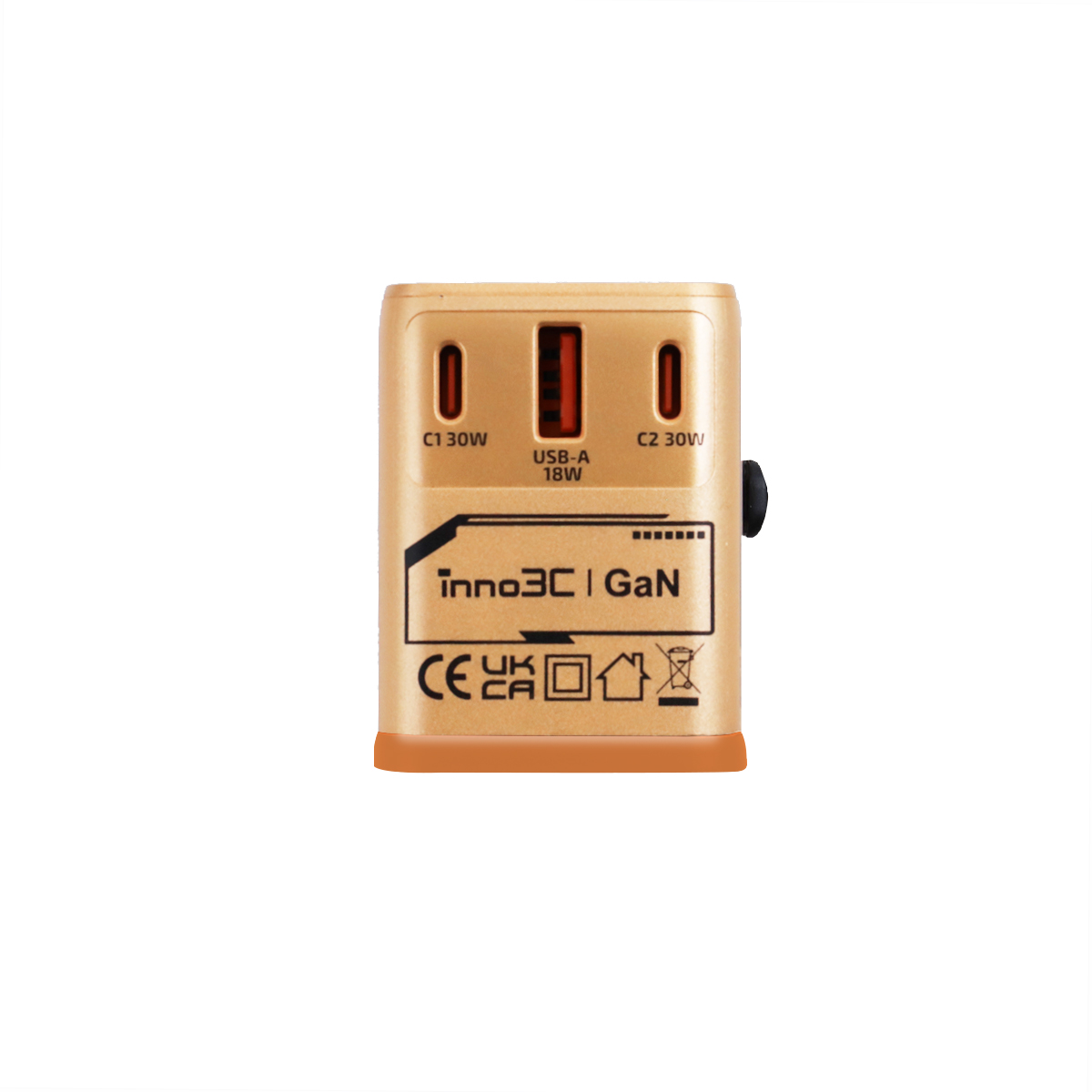 inno3C i-30WC 30W GaN 3-Ports Universal Travel Adaptor(Orange), , large image number 2