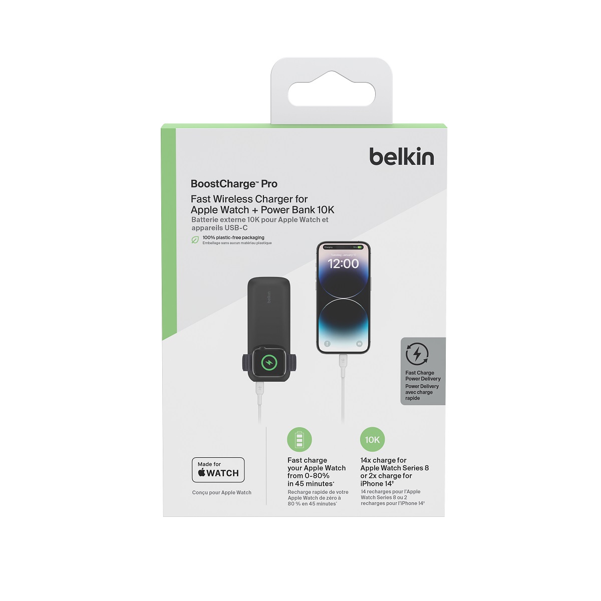 BELKIN 10K POWER BANK WITH APPLE WATCH FAST CHARGER, , large image number 1