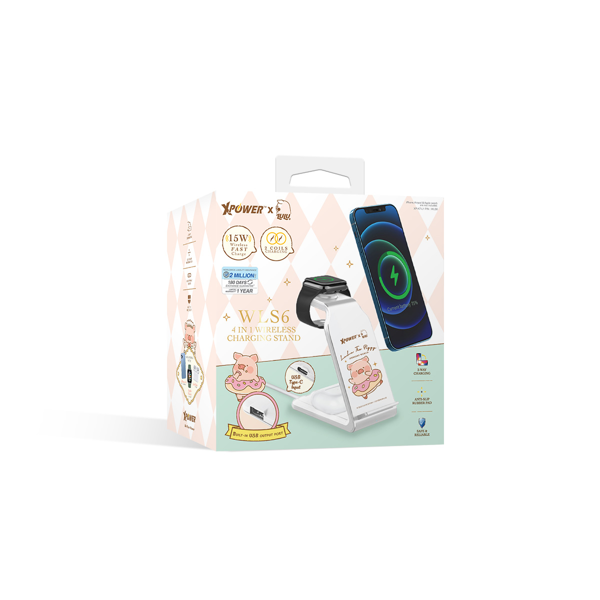 XPower x LuLu the Piggy WLS6 15W Wireless Charging Stand (White), White, large image number 2