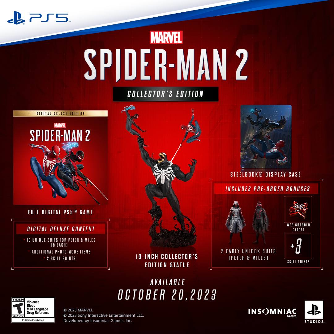 (預售) PlayStation®5遊戲軟件《Marvel's Spider-Man 2》收藏版 (ECAS-00050L)(預算送貨日期10月30日)
