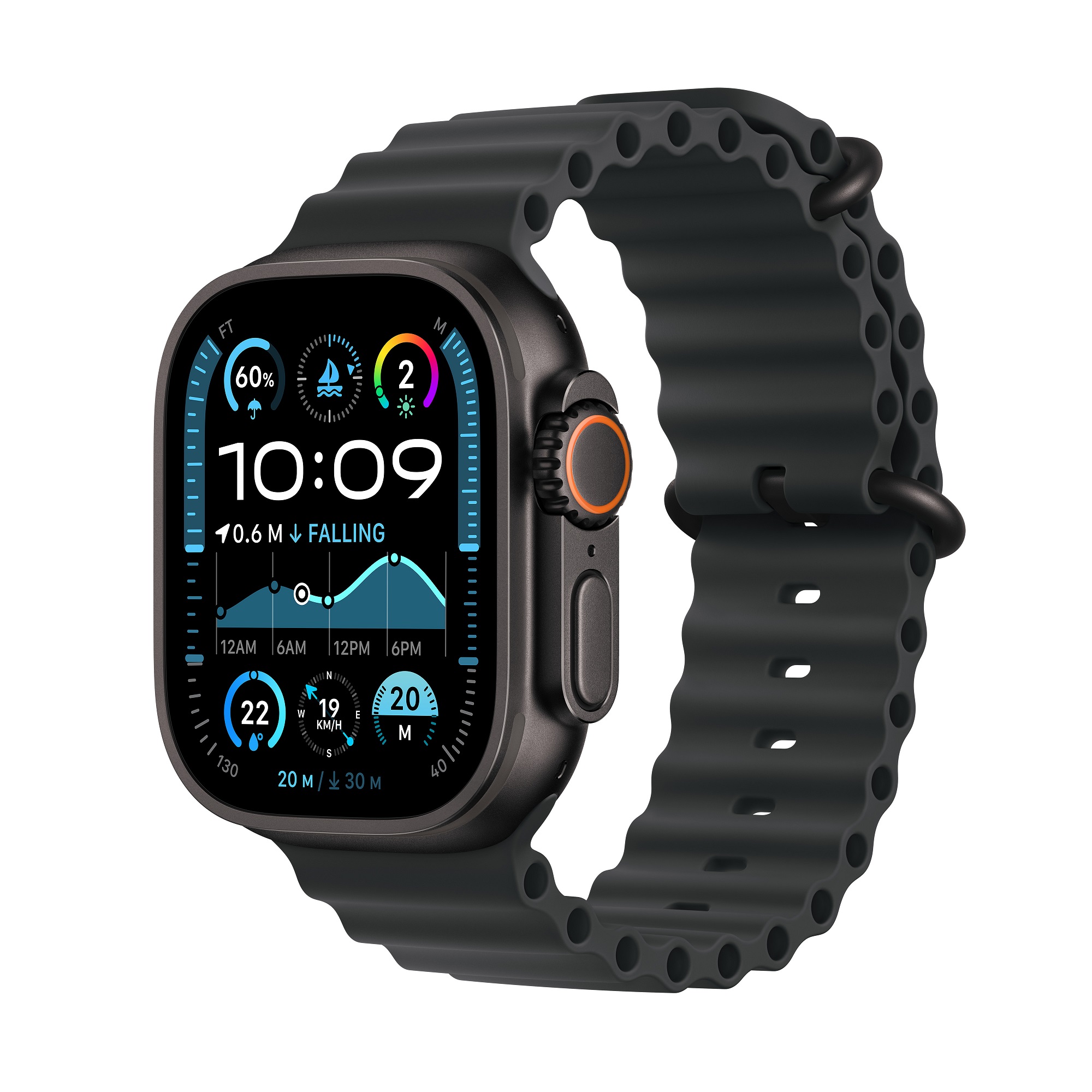 Apple Watch Ultra 2 GPS + 流動網絡, 49mm鈦金屬錶殼配海洋錶帶