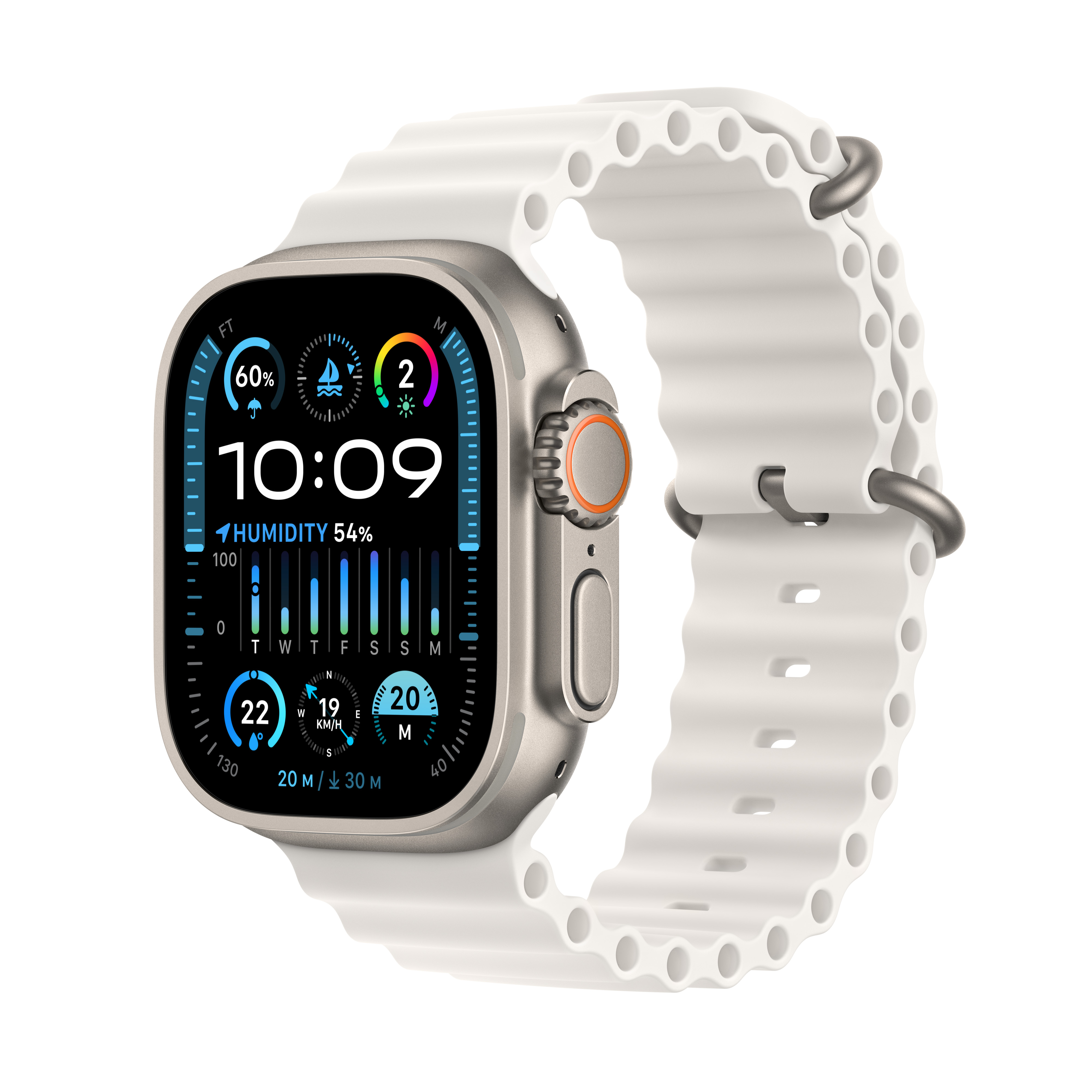 Apple Watch Ultra 2 GPS + 流動網絡, 49mm鈦金屬錶殼配海洋錶帶, , large image number 2