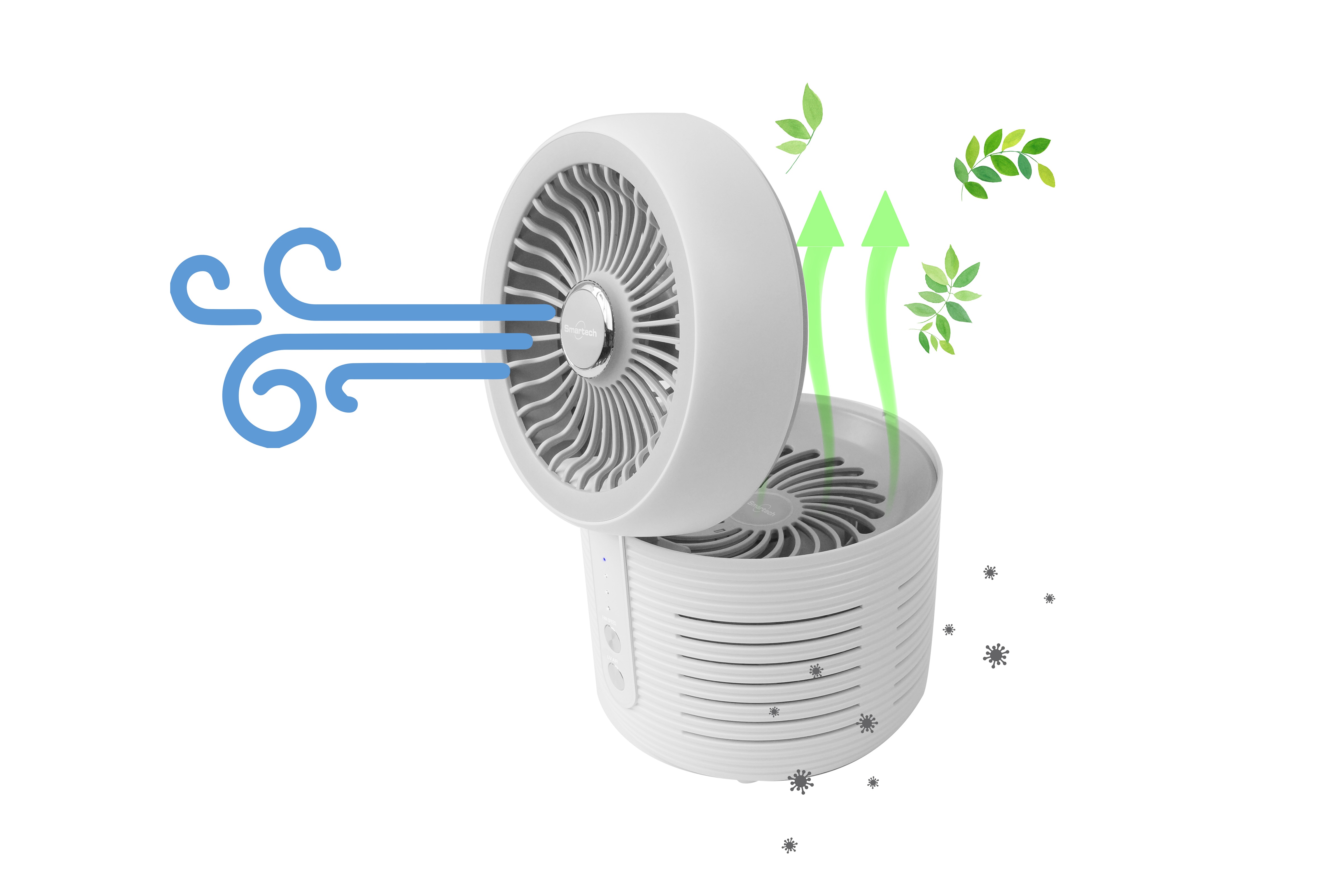 Smartech Round Air 2 in 1 UV HEPA Air Purifier and Circulation Fan (White), , large image number 2
