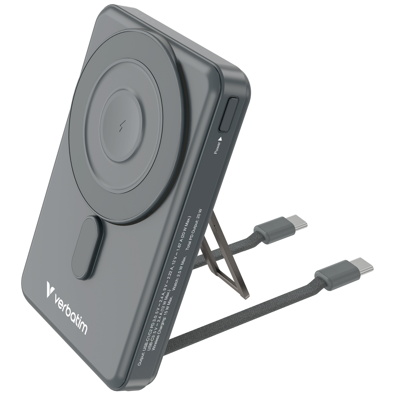 Verbatim 5-in-1 Charge n Go 10000mAh Magnetic Wireless Power Bank WPBS2C10 3C Certification