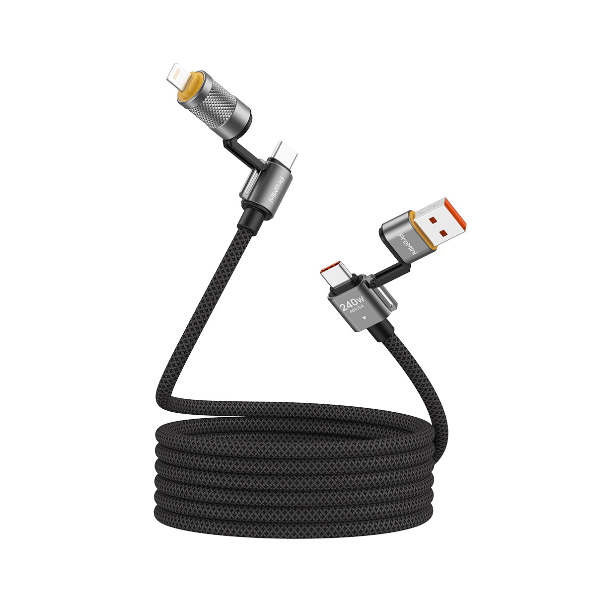 Magic-Pro - ProMini 240W 4-in-1 Magnetic Cable 1.2M - Gray