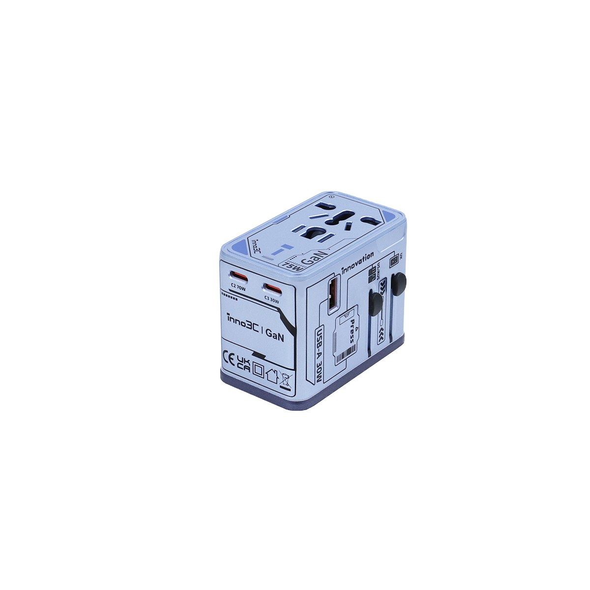inno3C i-75WC 75W GaN 4-Ports Universal Travel Adaptor, , large image number 1