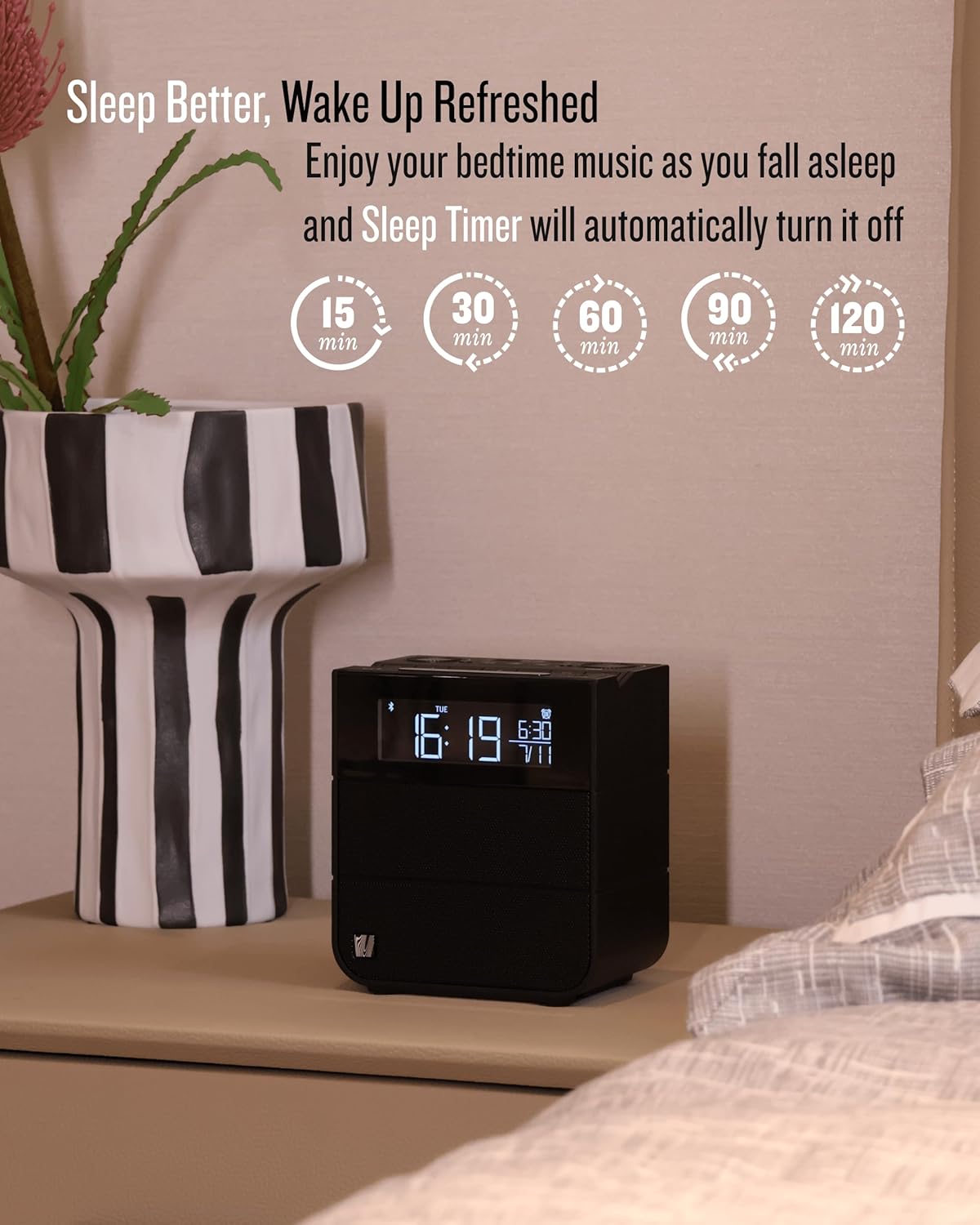 SOUNDFREAQ Sound Rise II Wireless Speaker & Alarm Clock Black, , large image number 3