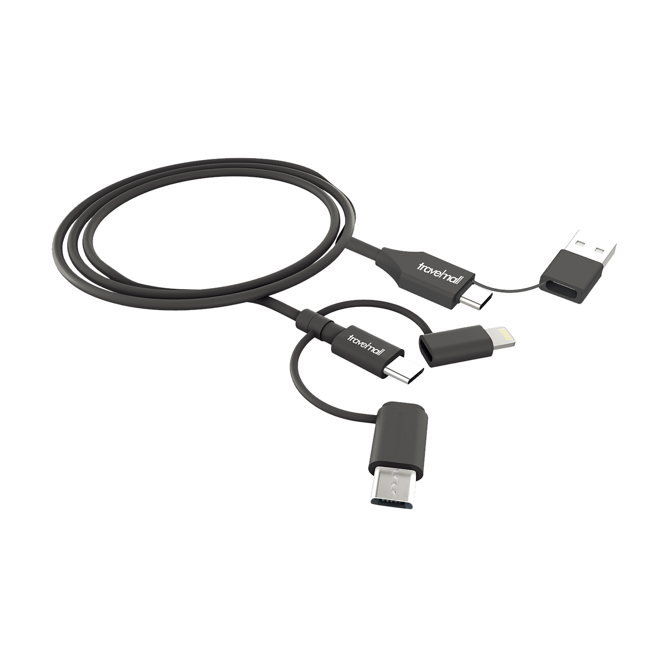 Travelmall 5-in-1 Lightning, Micro-USB and  USB-C intelligent travel cable