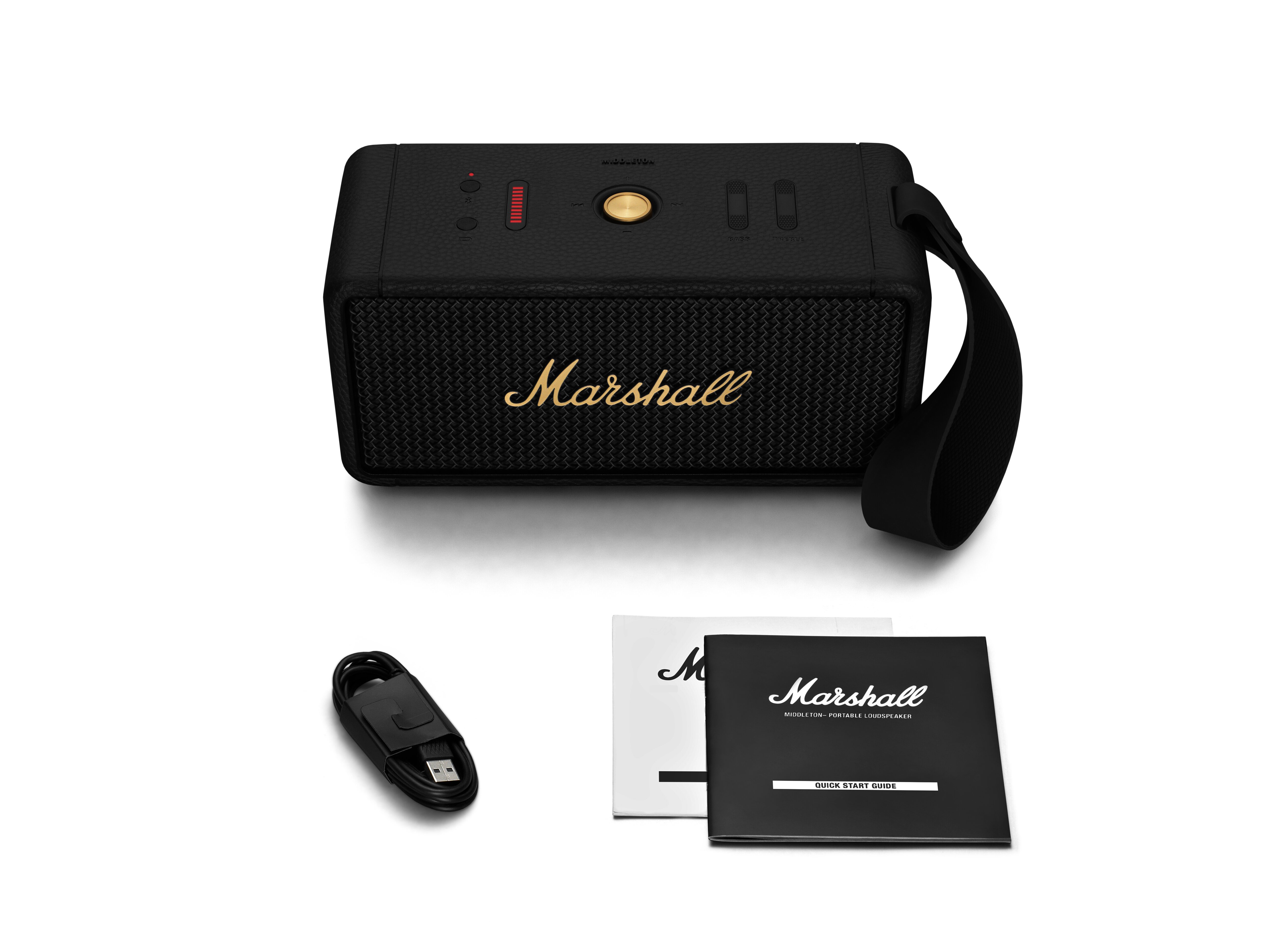 Marshall MIDDLETON Portable Bluetooth Speaker (Black & Brass), Black + Brass, small image number 3