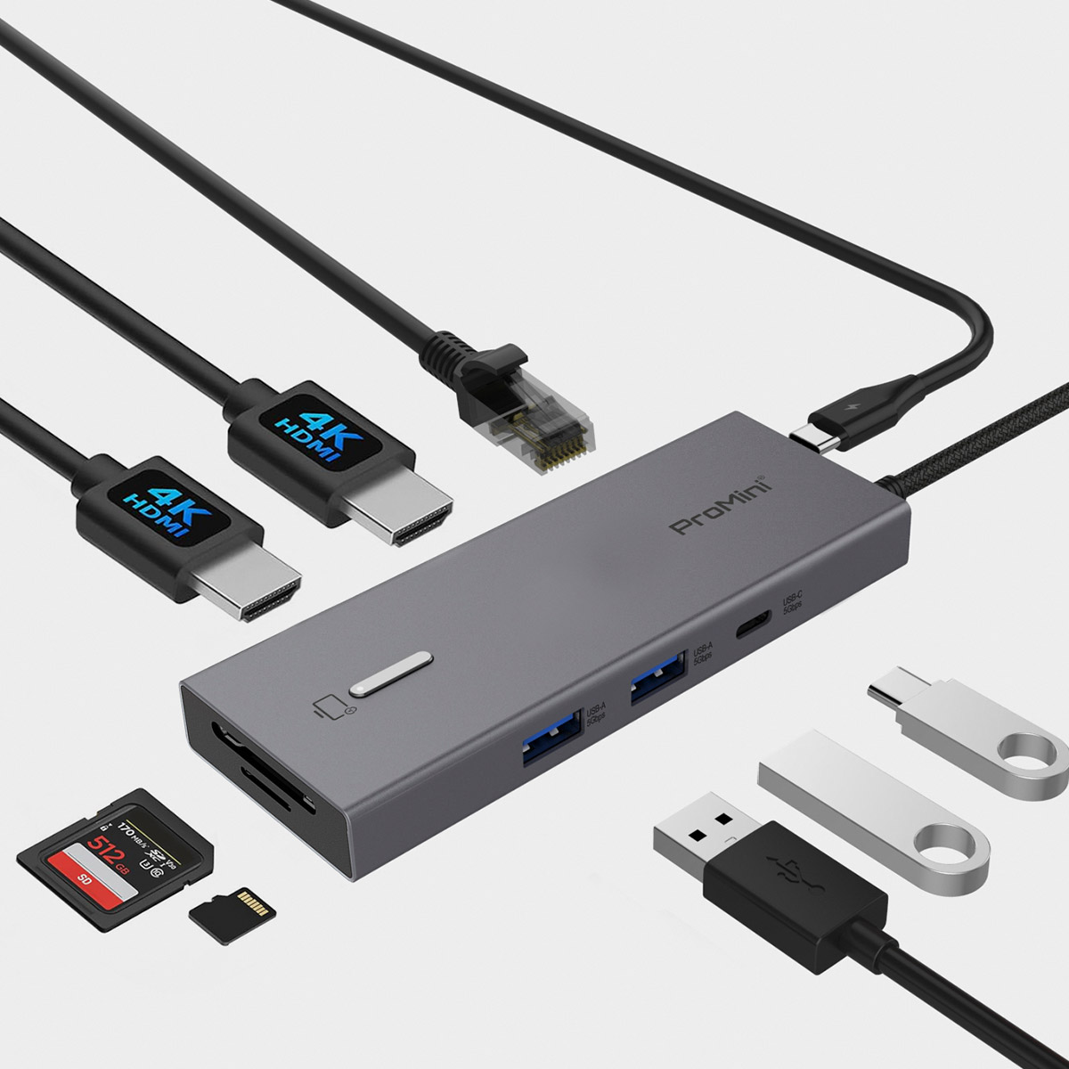 Magic-Pro - ProMini CH9T 9-in-1 USB-C Hub Station - Gray, , large image number 3