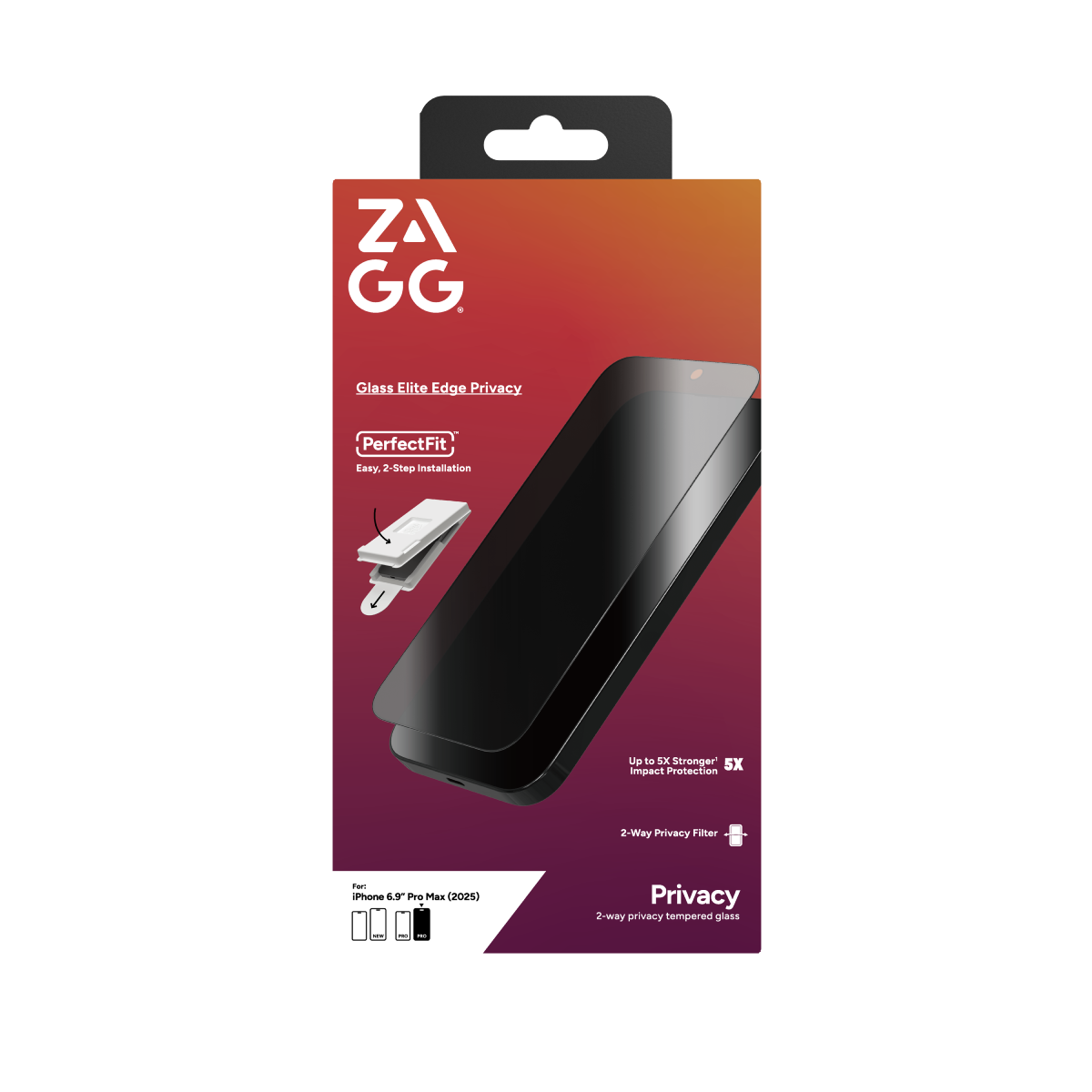 ZAGG Glass Elite Edge-Privacy iPhone 17 Pro Max Screen Protector