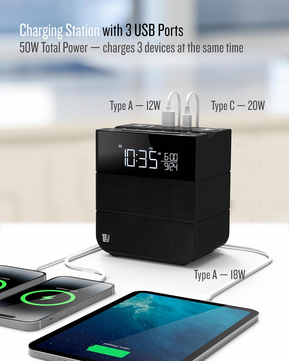 SOUNDFREAQ Sound Rise II Wireless Speaker & Alarm Clock Black, , large image number 6