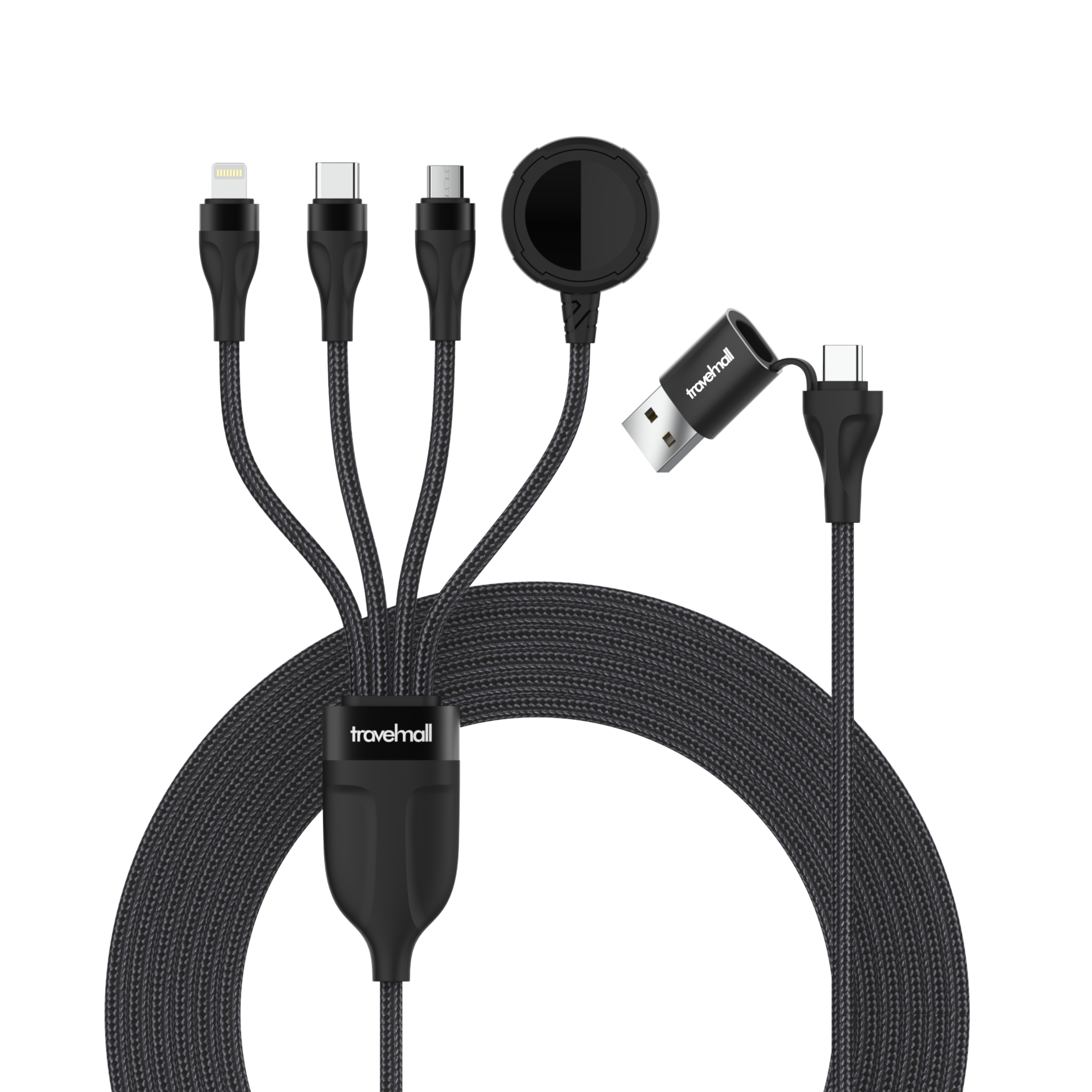 Travelmall 6-in-1 Lightning, Micro-USB and USB-C Intelligent Cable with Apple Charger, , large image number 1