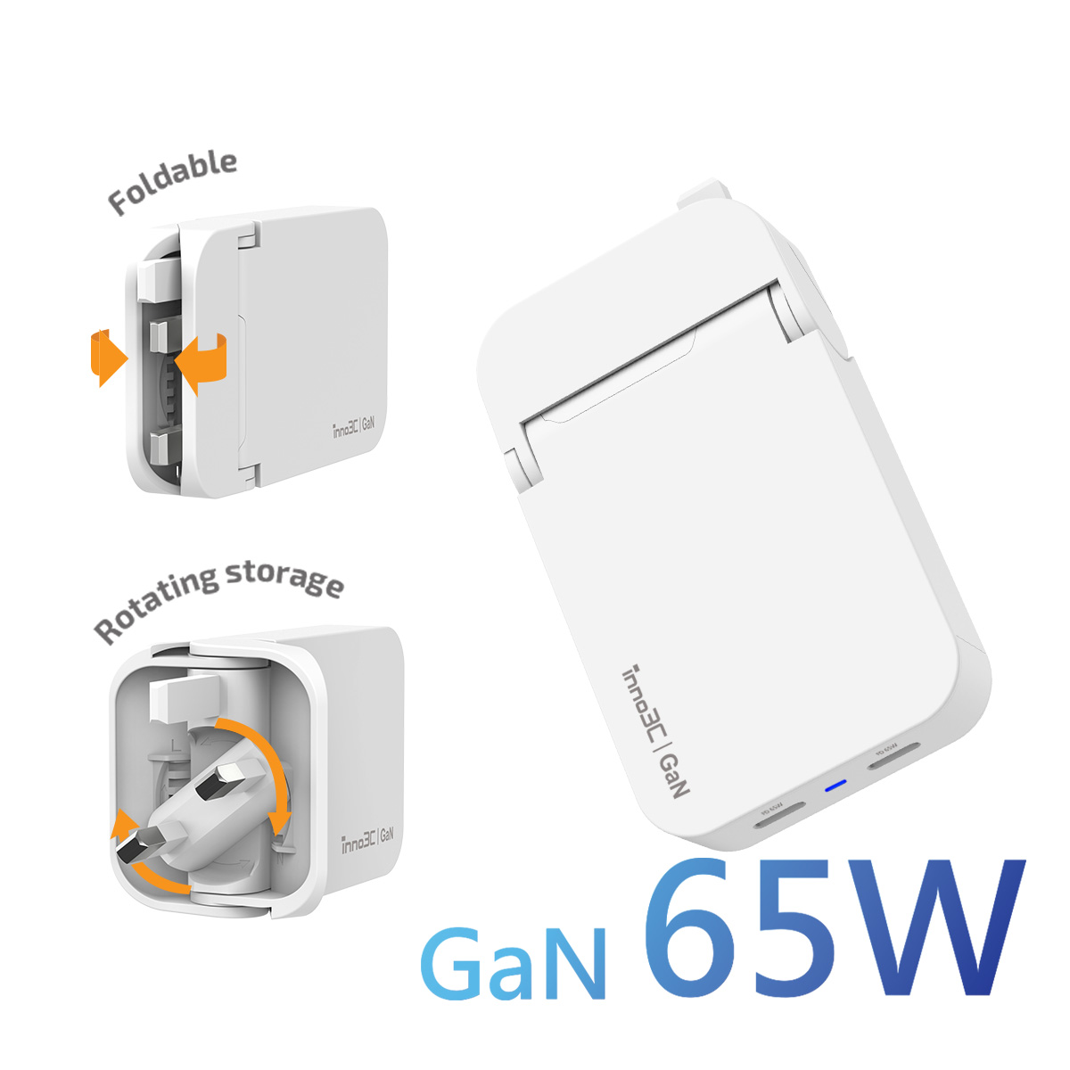 inno3C i-65UK Foldable 65W GaN Fast Charger, , large image number 2