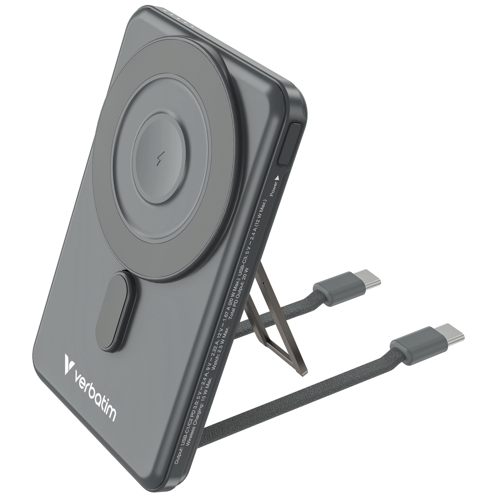 Verbatim 5-in-1 Charge n Go 5000mAh Magnetic Wireless Power Bank WPBS2C5 3C Certification