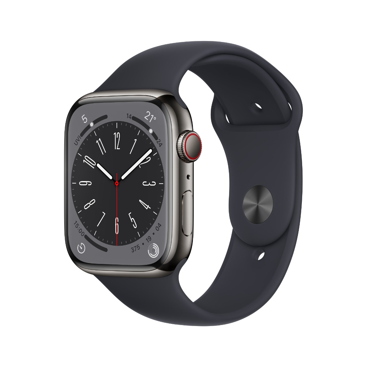 Apple Watch Series 8 GPS + 流動網絡 45mm石墨色不鏽鋼錶殼配午夜暗色運動錶帶