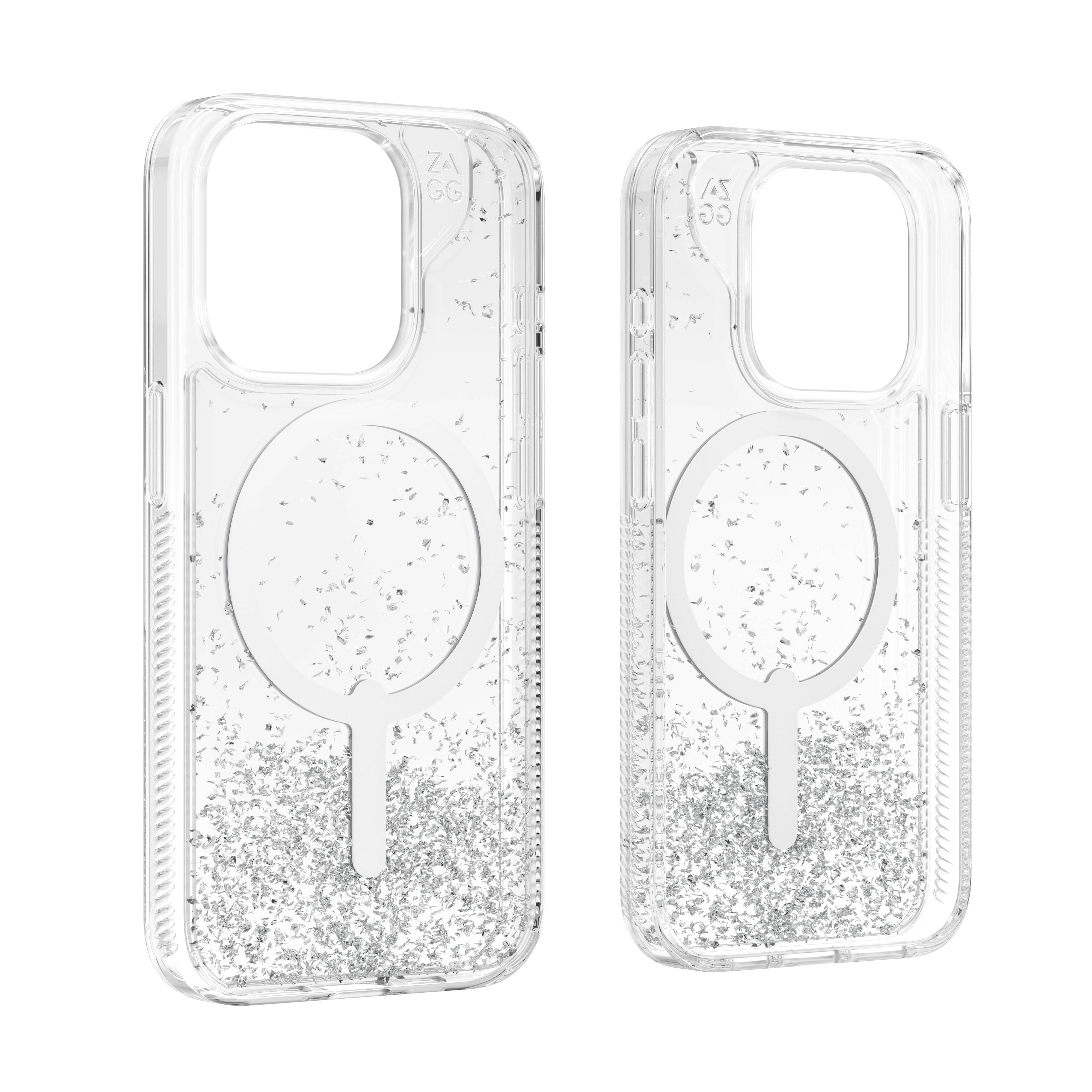 ZAGG Essential Glitter Snap Case (MagSafe) iPhone 15 Pro Silver Glitter Clear, , large image number 1